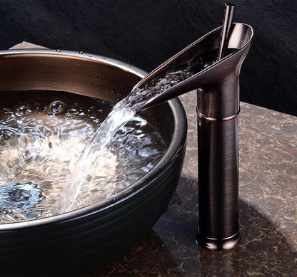 Waterfall Antique Faucet Bathroom Washbasin Faucet Brass Sink Mixer Taps