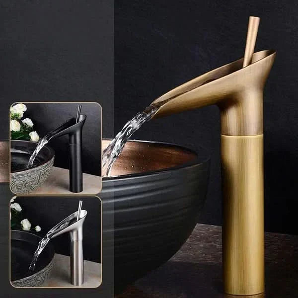Skanto | Antique Brass Waterfall Bathroom Faucet
