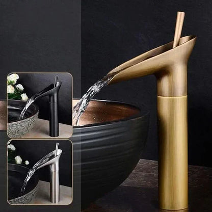 Skanto | Antique Brass Waterfall Bathroom Faucet