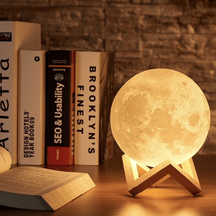 Magical Moon Lamp - with Wireless Touch Control and Wooden Stand Kalsten