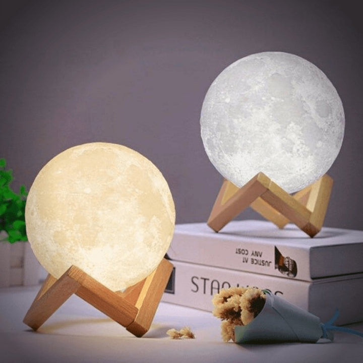 Magical Moon Lamp - with Wireless Touch Control and Wooden Stand Kalsten