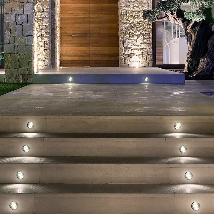 Poolside Deck Waterproof LED Chrome Recessed Well Step Lights Garden Lawn Inset Lighting | Kalsten