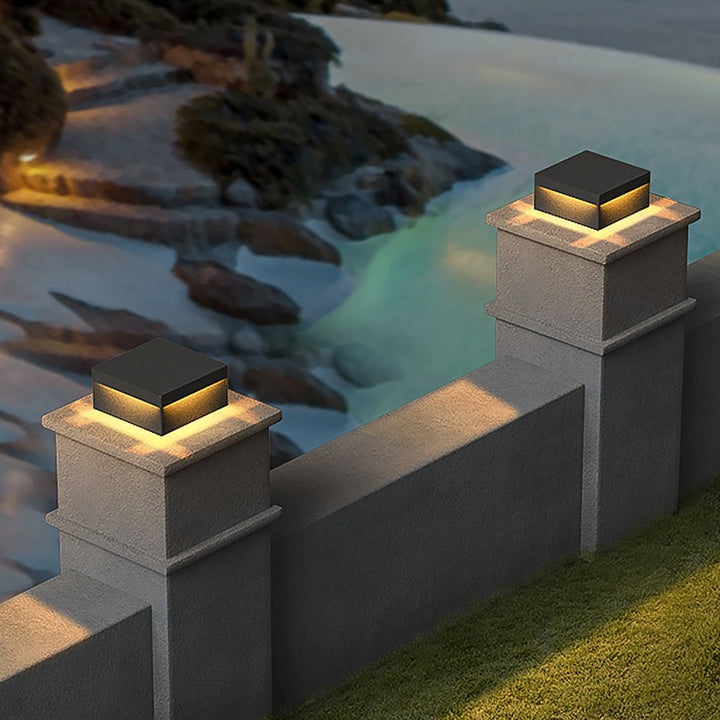 Square Waterproof LED Solar Modern Outdoor Fence Post Lights Pillar Light | Kalsten