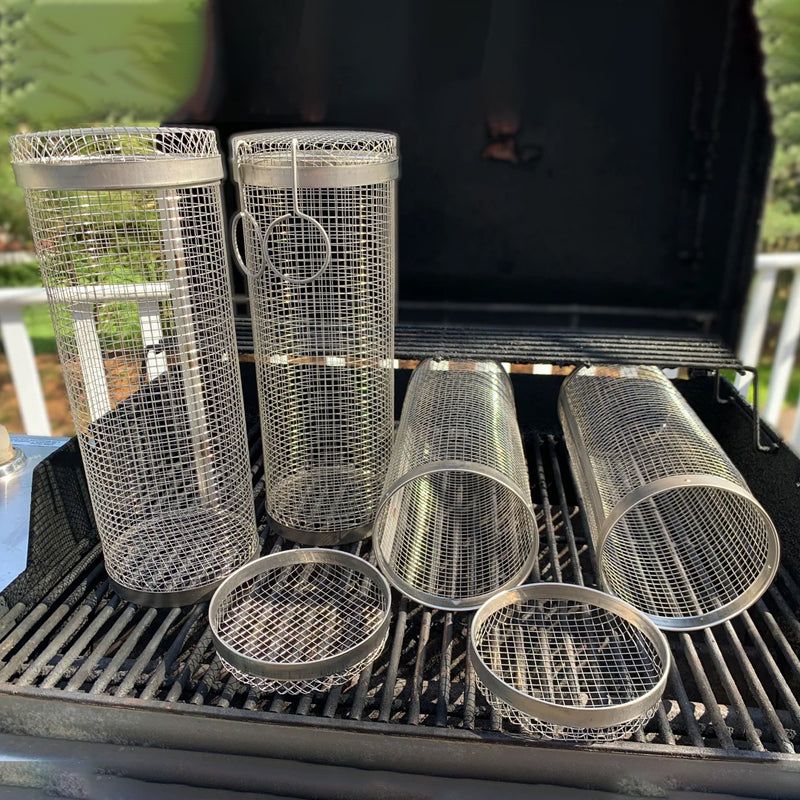 Rolling BBQ Grill Basket – Stainless Steel
