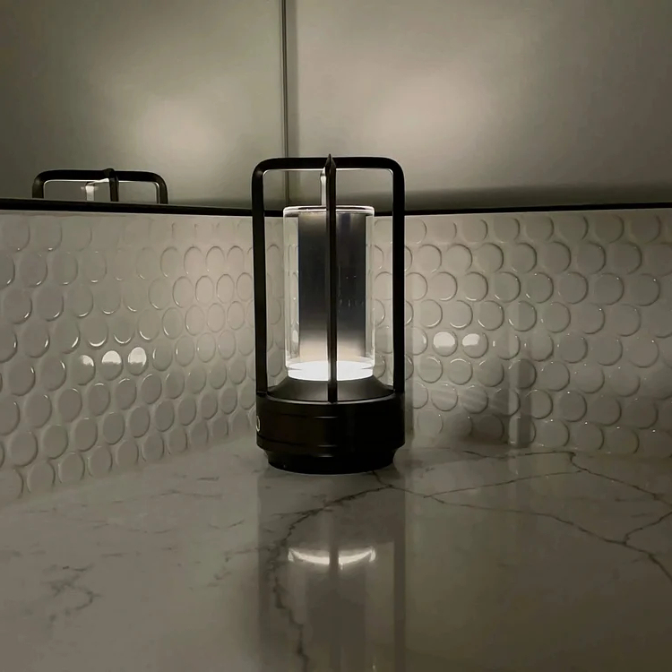 Ambient Lantern Cordless Rechargeable Small Night Table Lamp Gold | Kalsten
