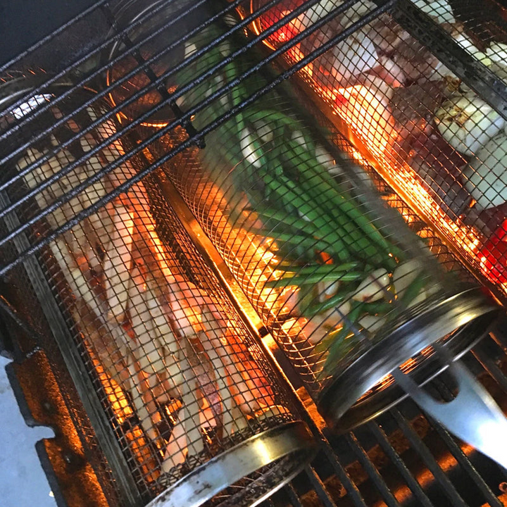 Rolling BBQ Grill Basket – Stainless Steel