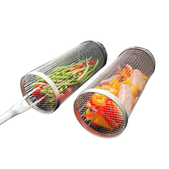 Rolling BBQ Grill Basket – Stainless Steel