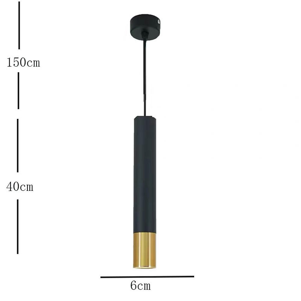 Elongated Cylinder Black and Gold Metal Shade LED Modern Pendant Light Island Hanging Lights | Kalsten