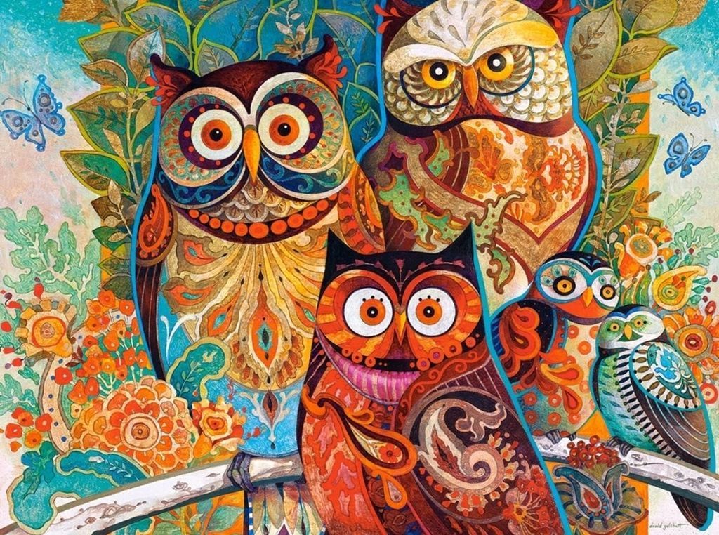 Abstract Owls - Van-Go Paint-By-Number Kit | Kalsten