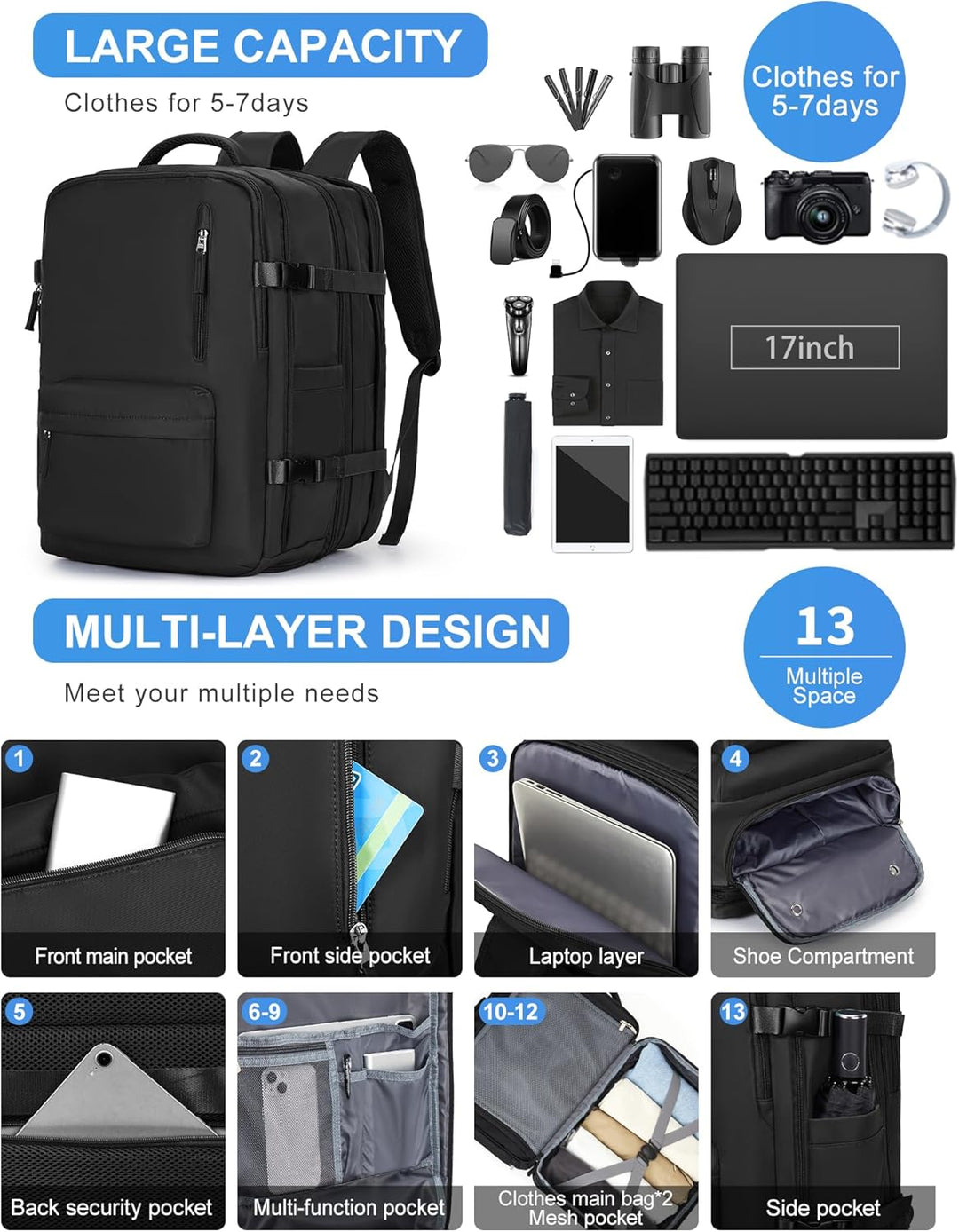 Multi-Compartment Laptop Carry Bag with Adjustable Shoulder Strap | Kalsten