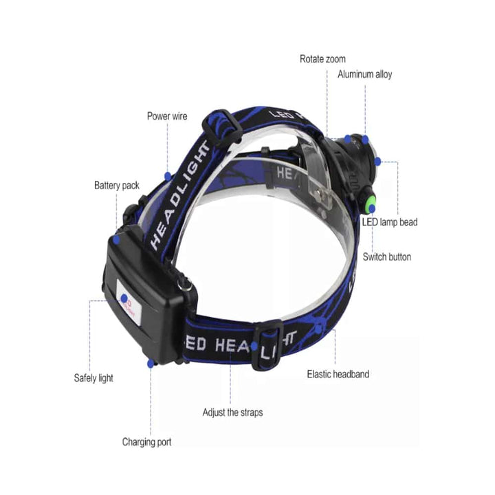 Headlamp 1800 Lumen with adjustable focus and zoom | Kalsten