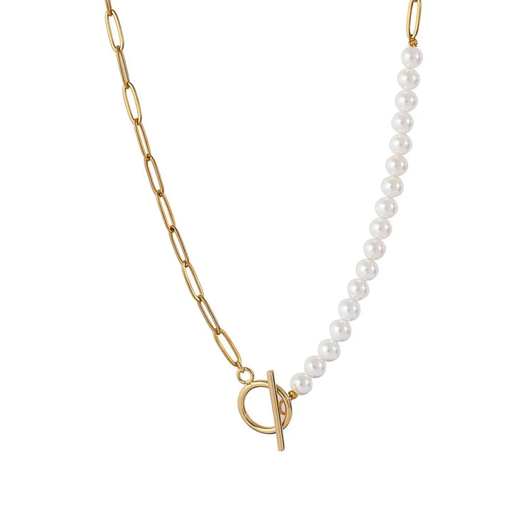 Kalsten | Paperclip Chain Pearl Blended Bracelet and Necklace