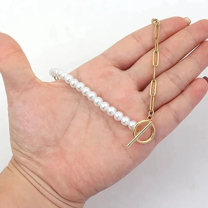 Kalsten | Paperclip Chain Pearl Blended Bracelet and Necklace