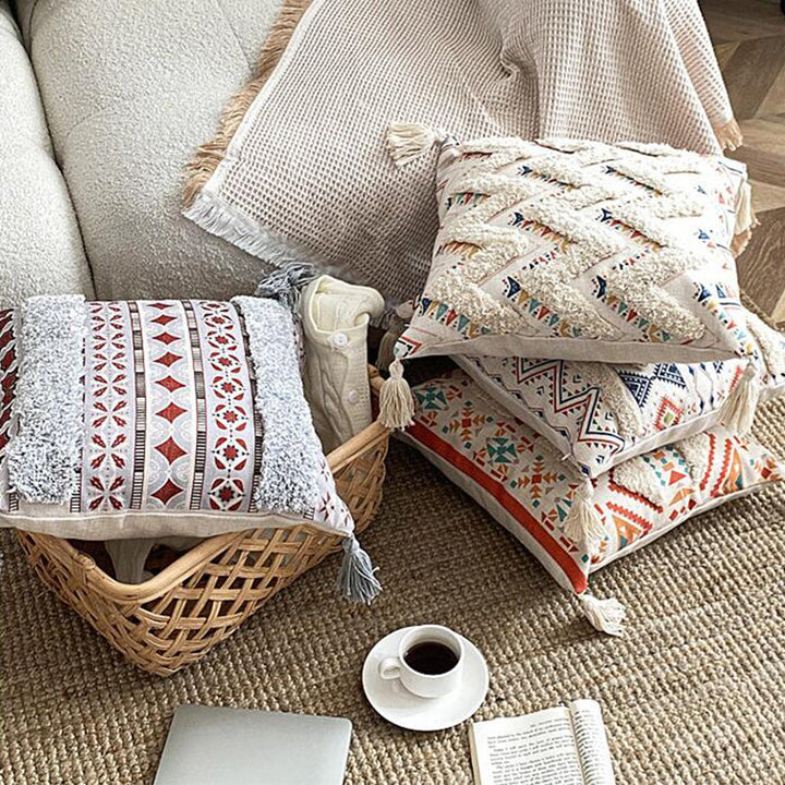 Boho lined fringe throw pillow cover | Kalsten