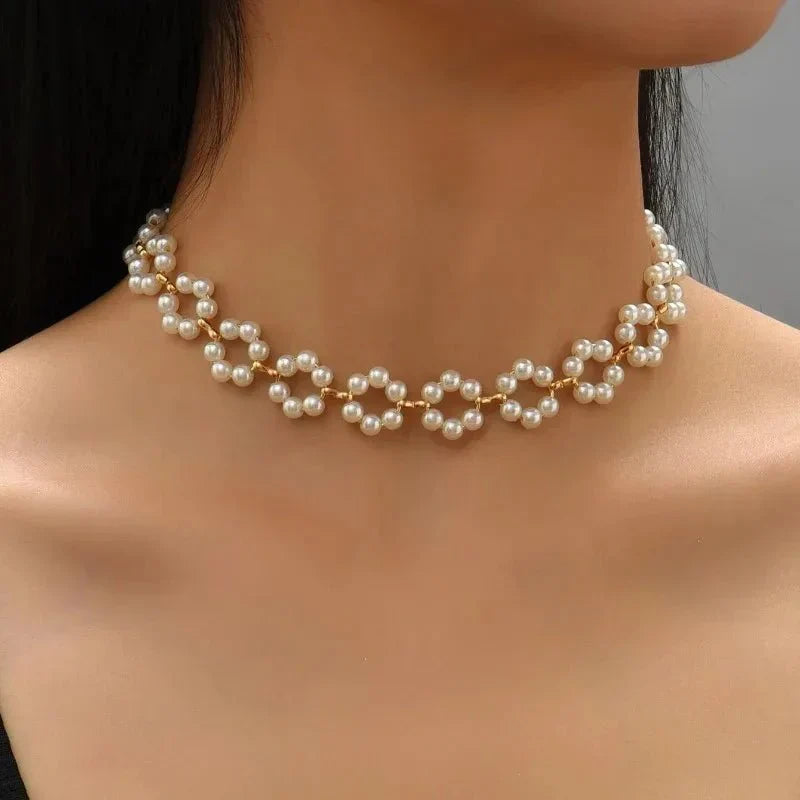 Kalsten | Pearl Floral Daisy Choker Necklace