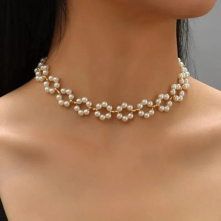 Kalsten | Pearl Floral Daisy Choker Necklace