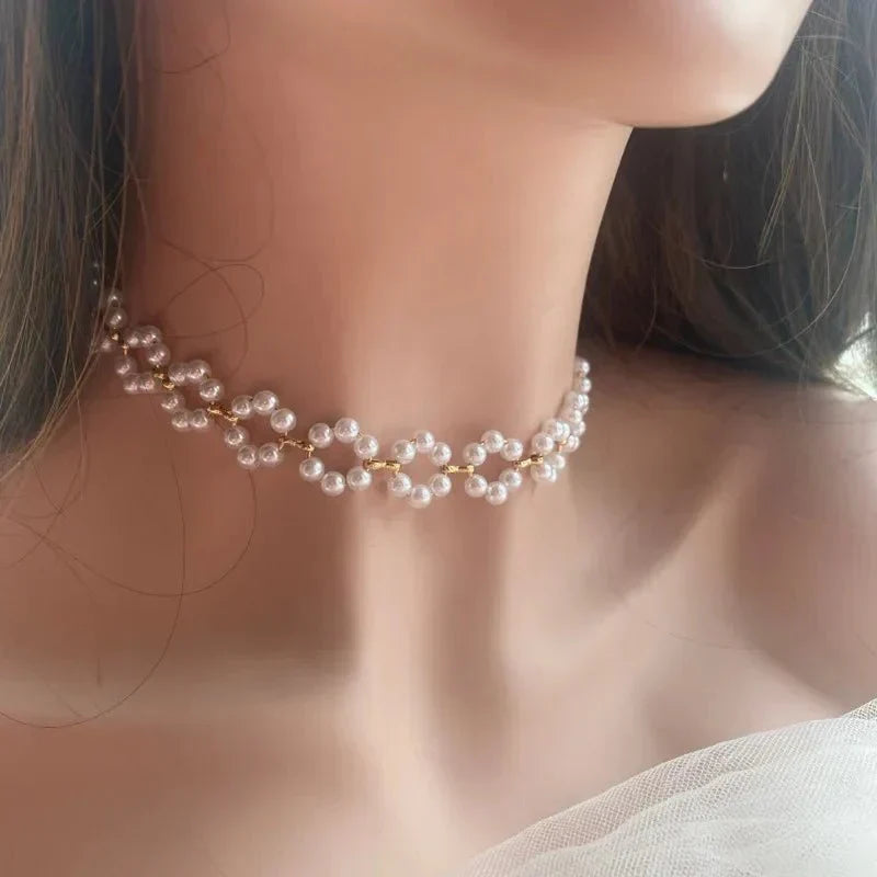 Kalsten | Pearl Floral Daisy Choker Necklace