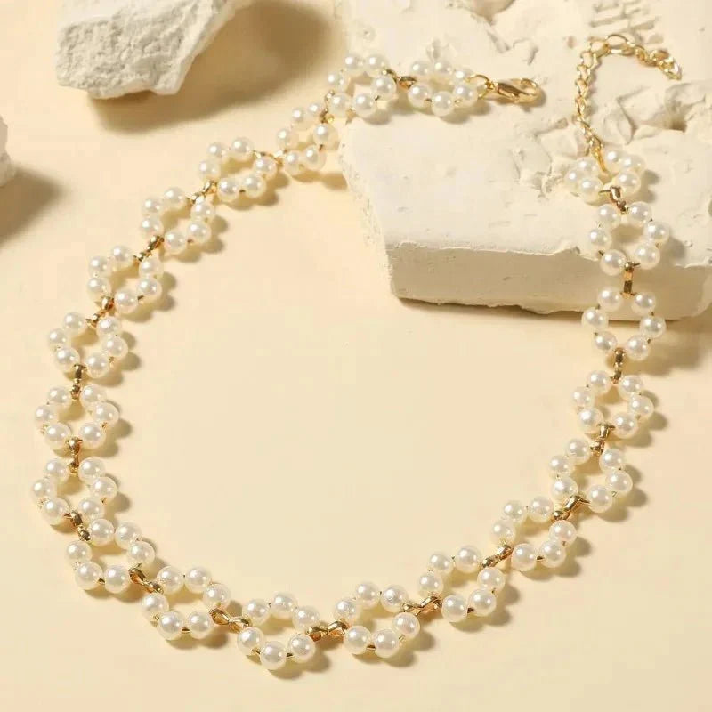 Kalsten | Pearl Floral Daisy Choker Necklace