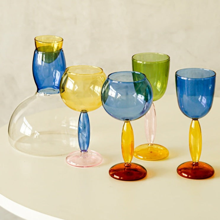 Kalsten | Chalice and carafe made of colored glass by Phillips