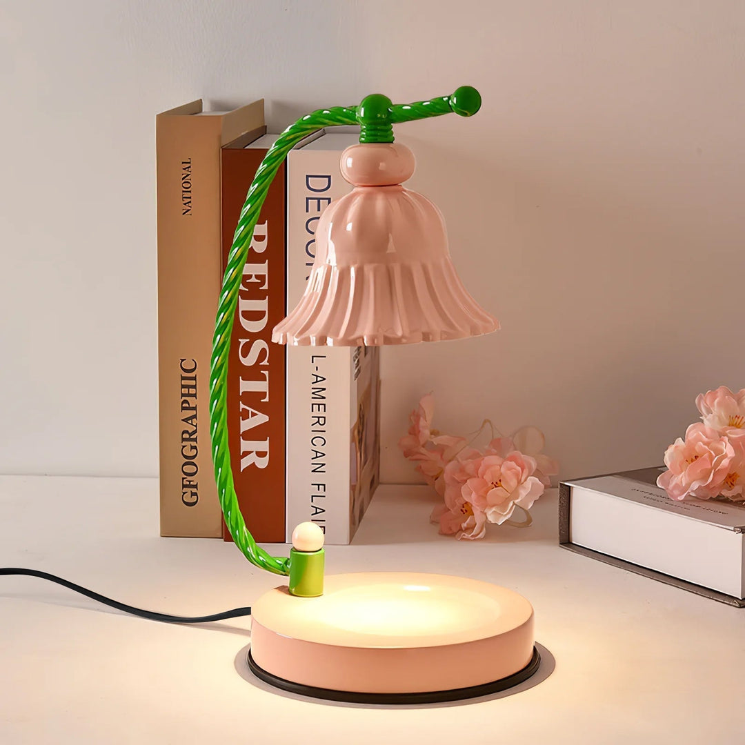 BloomAura – Charming Pink Glass Table Lamp | Kalsten