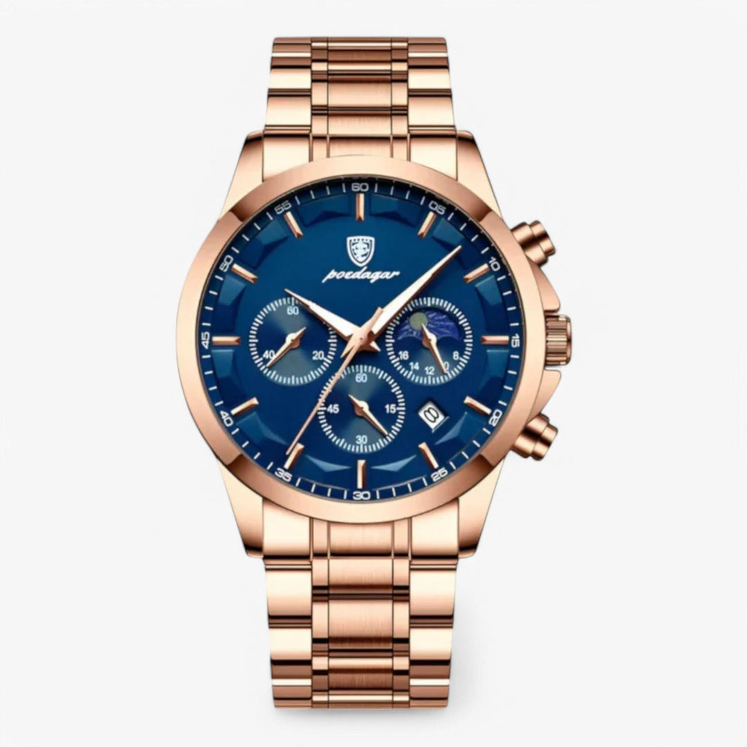 Kalsten | Men’s Leather Strap Chronograph Watch with Date