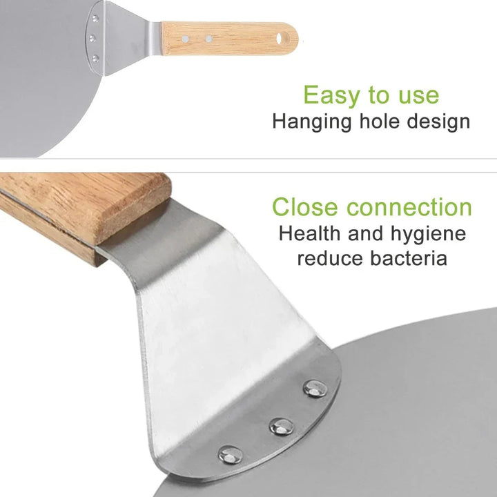 Pizza shovel stainless steel with wooden handle – Round | Kalsten