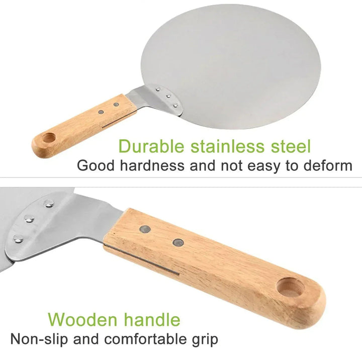 Pizza shovel stainless steel with wooden handle – Round | Kalsten