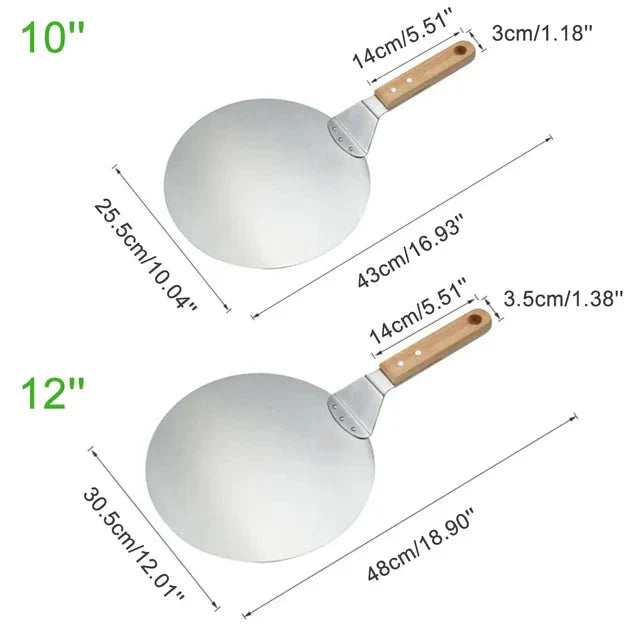 Pizza shovel stainless steel with wooden handle – Round | Kalsten