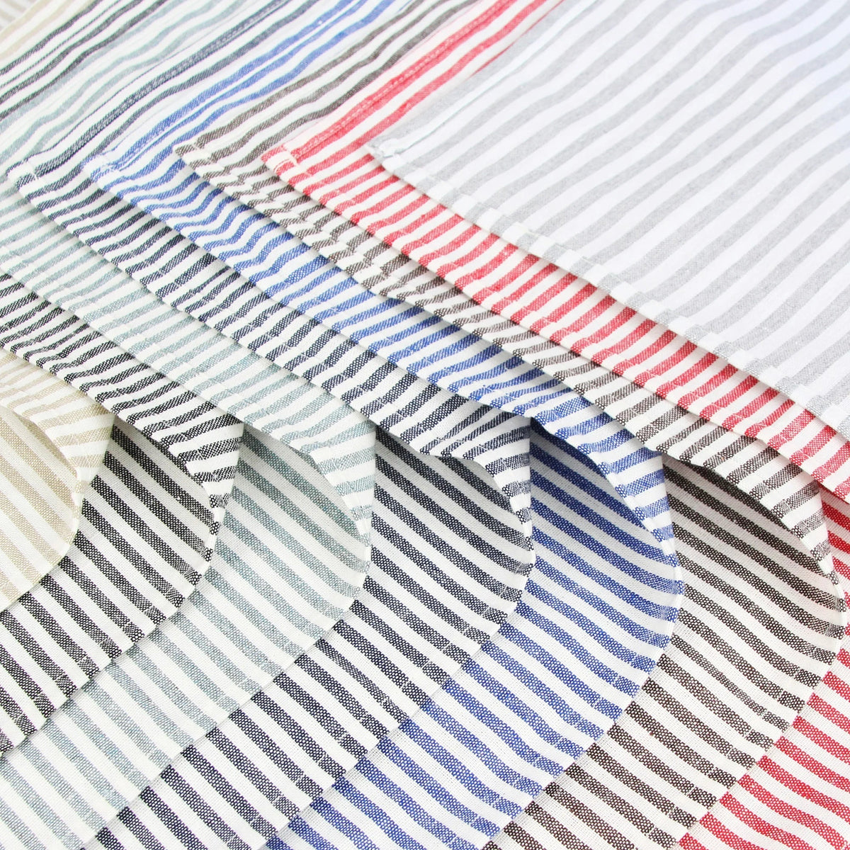 Plain Striped Cotton Linen Blend Table Napkins Set of 12 Cloth Napkins | Bowlift