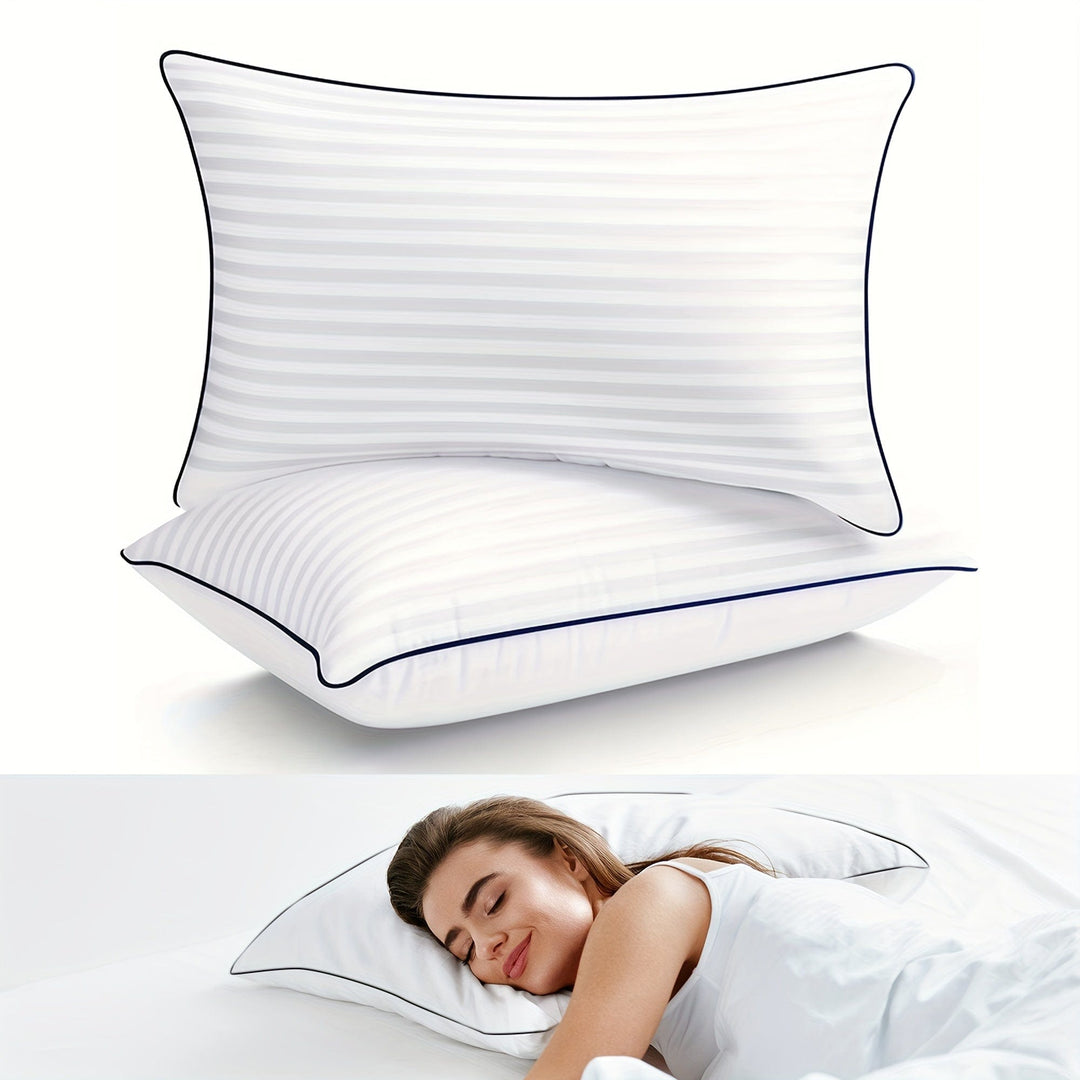 1pc Luxury Hotel Quality Bed Pillow - Cooling & Supportive - Perfect For Bedroom Guest Rooms - Soft Down Alternative Filling For Back, Stomach & Side Sleepers | Kalsten