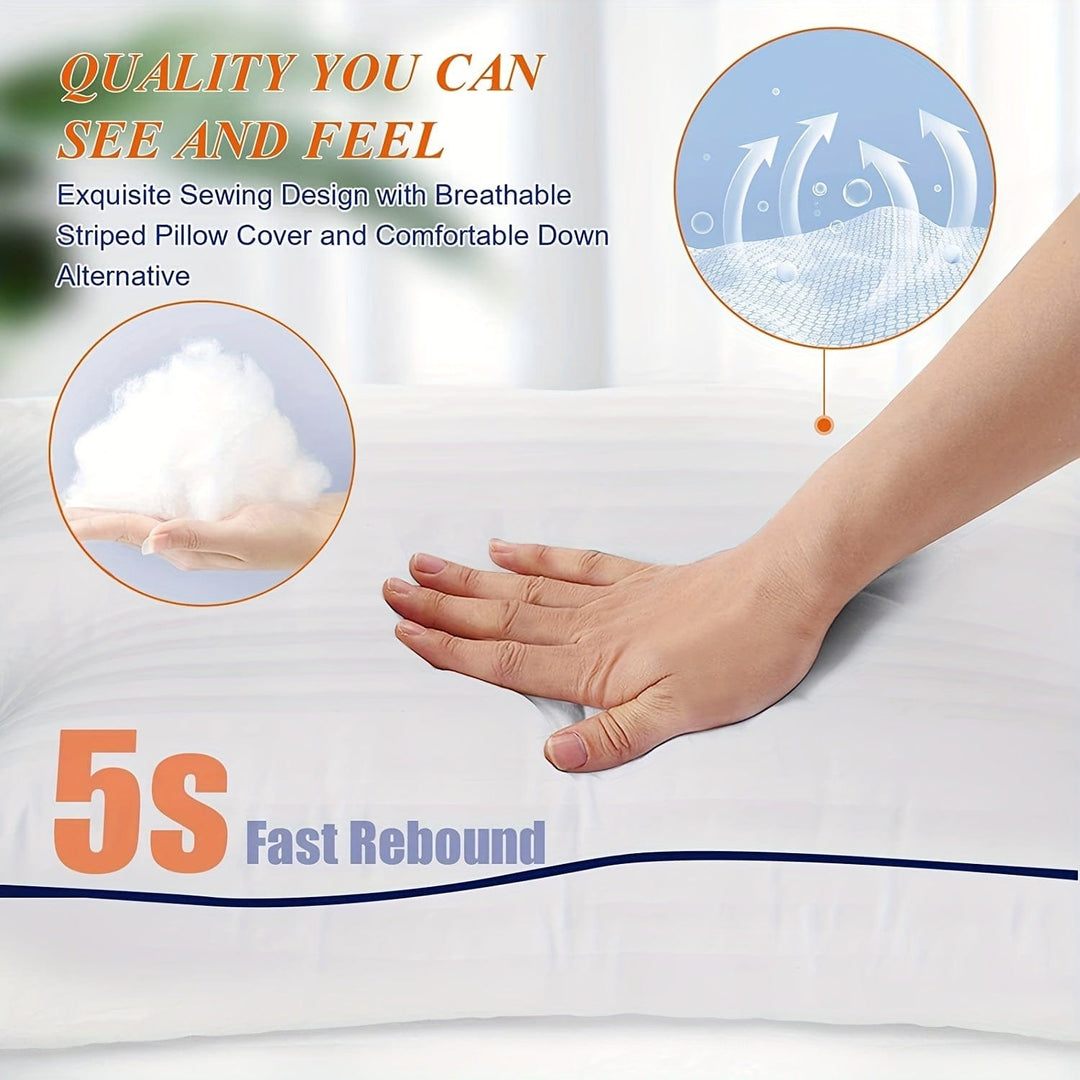 1pc Luxury Hotel Quality Bed Pillow - Cooling & Supportive - Perfect For Bedroom Guest Rooms - Soft Down Alternative Filling For Back, Stomach & Side Sleepers | Kalsten