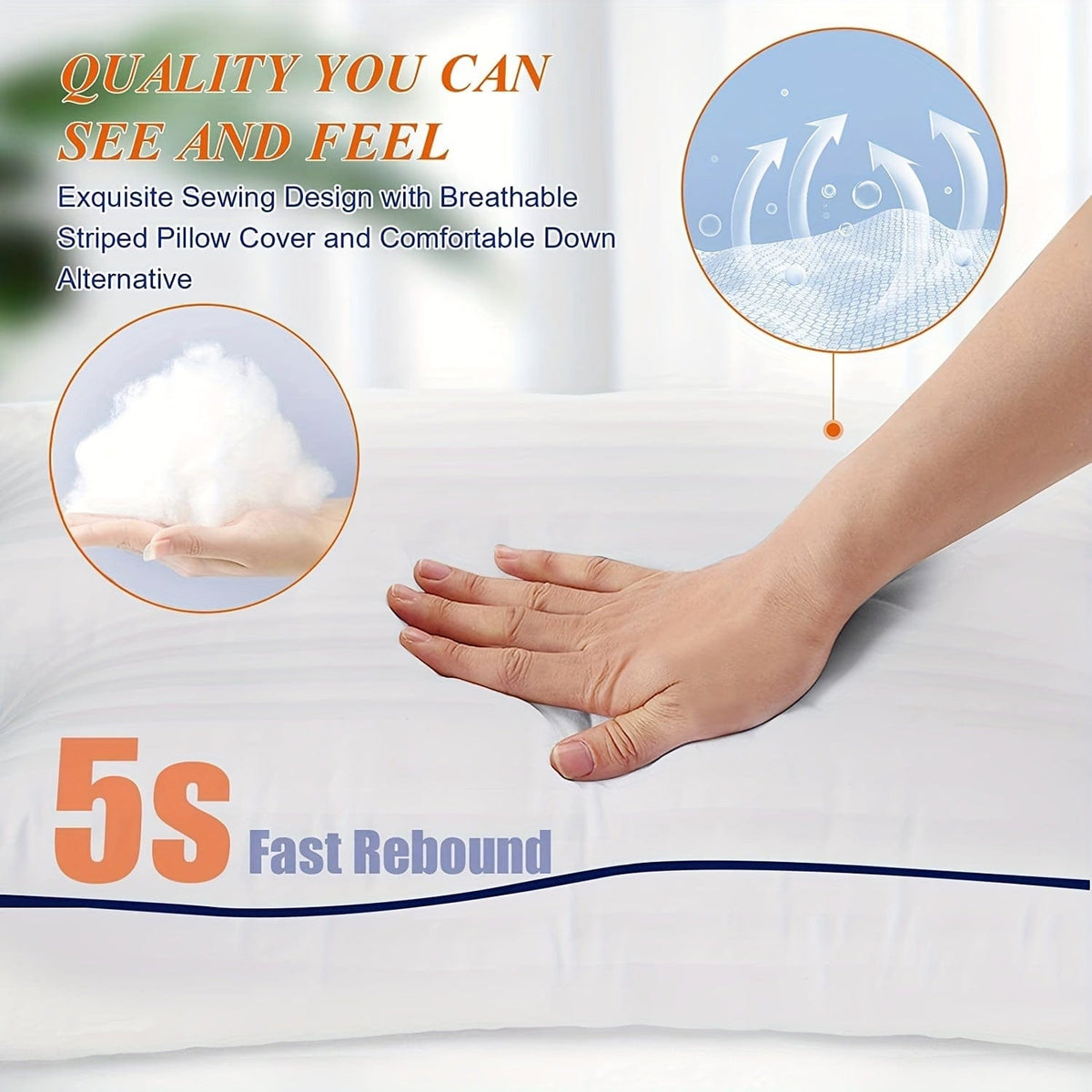 1 Piece Luxury Hotel Quality Pillow - Cooling & Supportive - Perfect For Bedrooms Guest Rooms - Soft Down Alternative Filling For Back, Stomach & Side Sleepers | Karnz