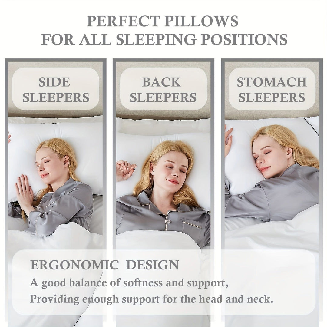 1pc Luxury Hotel Quality Bed Pillow - Cooling & Supportive - Perfect For Bedroom Guest Rooms - Soft Down Alternative Filling For Back, Stomach & Side Sleepers | Kalsten