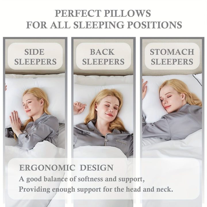 1pc Luxury Hotel Quality Bed Pillow - Cooling & Supportive - Perfect For Bedroom Guest Rooms - Soft Down Alternative Filling For Back, Stomach & Side Sleepers | Kalsten
