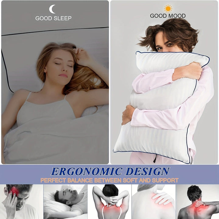 1pc Luxury Hotel Quality Bed Pillow - Cooling & Supportive - Perfect For Bedroom Guest Rooms - Soft Down Alternative Filling For Back, Stomach & Side Sleepers | Kalsten