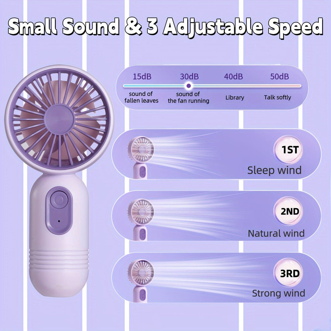 1PC Mini Portable Fan, USB Rechargeable, With 3 Speeds - Handheld Fan For Men And Women - Perfect For Office, Outdoor, Travel, And Camping | Kalsten