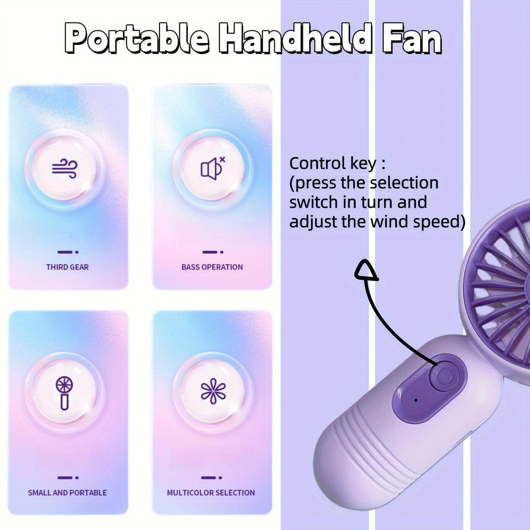 1PC Mini Portable Fan, USB Rechargeable, With 3 Speeds - Handheld Fan For Men And Women - Perfect For Office, Outdoor, Travel, And Camping | Kalsten