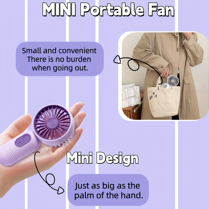 1PC Mini Portable Fan, USB Rechargeable, With 3 Speeds - Handheld Fan For Men And Women - Perfect For Office, Outdoor, Travel, And Camping | Kalsten