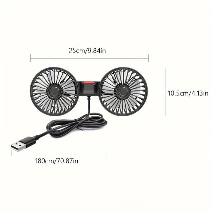 1pc Car Fan, Car Small Air Conditioner, Double-headed Rear Fan, Strong Wind, 360 Degrees Rotation, Large Air Volume, Subwoofer Operation, Base Fixed Clip Mounting Method, Suitable For Car Home | Kalsten