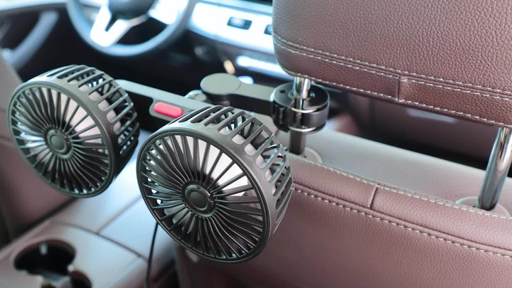 1pc Car Fan, Car Small Air Conditioner, Double-headed Rear Fan, Strong Wind, 360 Degrees Rotation, Large Air Volume, Subwoofer Operation, Base Fixed Clip Mounting Method, Suitable For Car Home | Kalsten