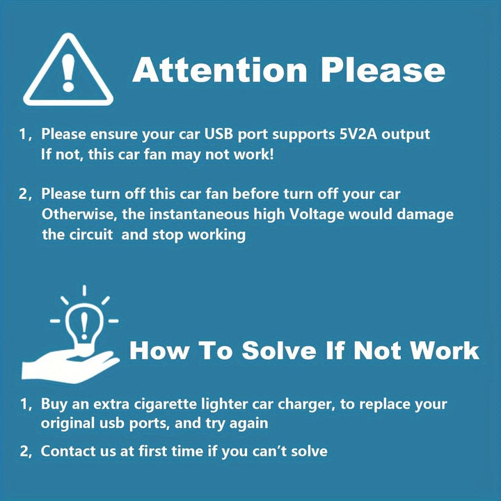 1pc Car Fan, Car Small Air Conditioner, Double-headed Rear Fan, Strong Wind, 360 Degrees Rotation, Large Air Volume, Subwoofer Operation, Base Fixed Clip Mounting Method, Suitable For Car Home | Kalsten