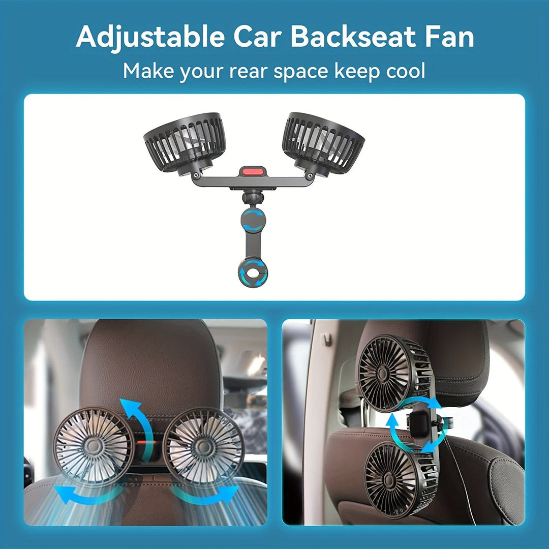 1pc Car Fan, Car Small Air Conditioner, Double-headed Rear Fan, Strong Wind, 360 Degrees Rotation, Large Air Volume, Subwoofer Operation, Base Fixed Clip Mounting Method, Suitable For Car Home | Kalsten