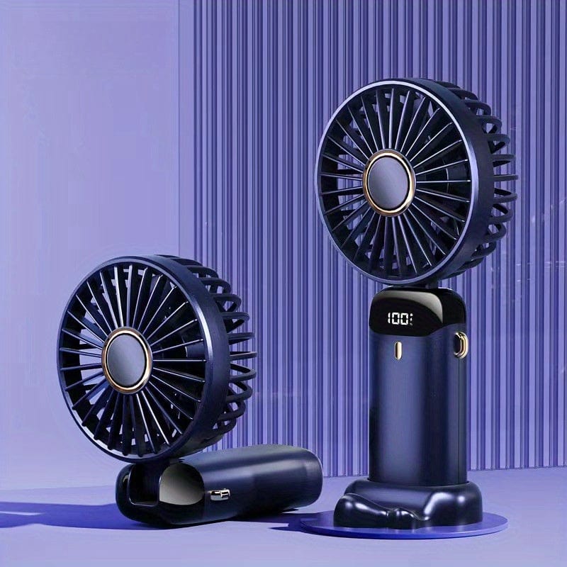 Planet Gates Portable Mini USB Fan LED Digital Display 5 Speeds 21hrs Battery Life Quiet Operation Ideal for Summer Travel and Household Use