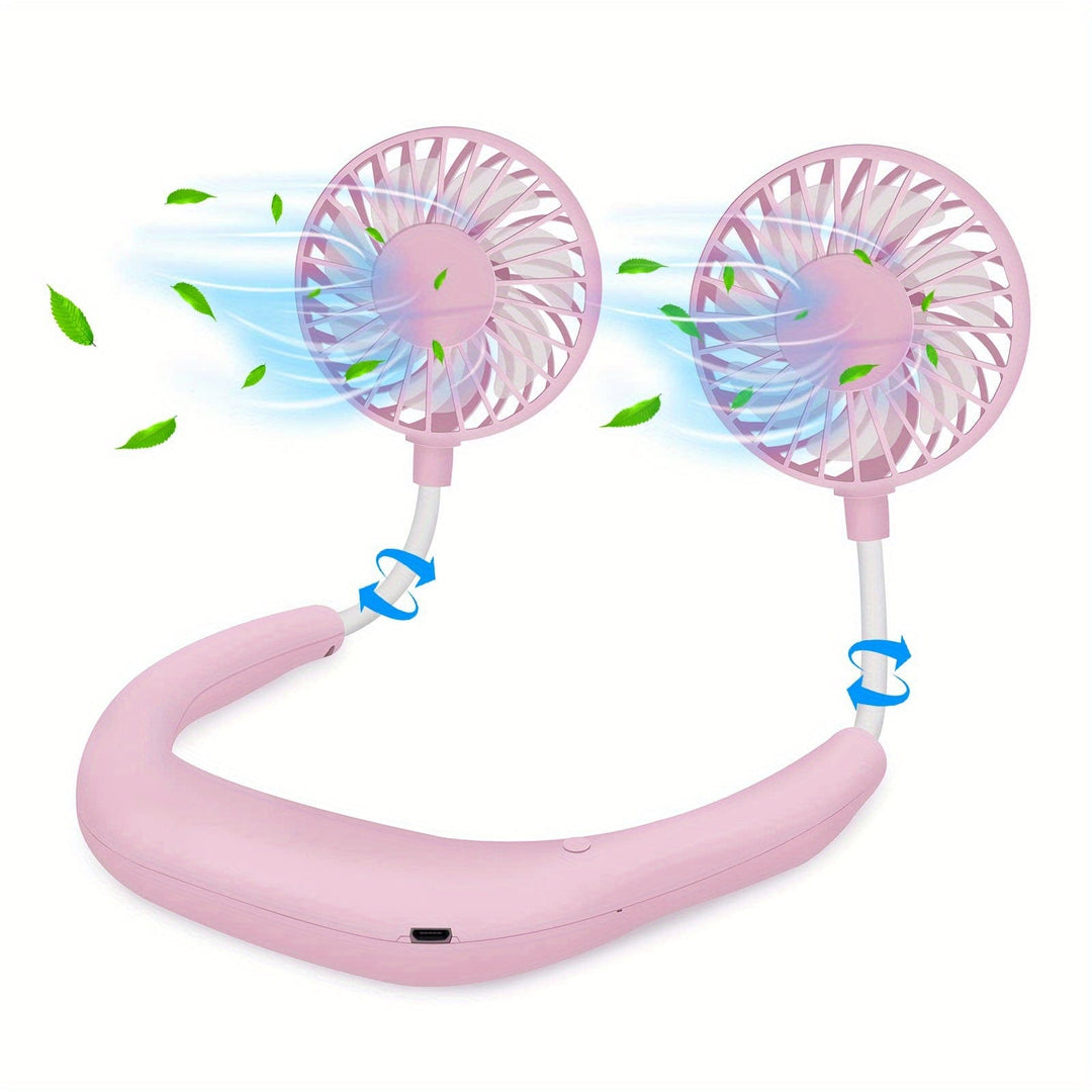 Planet Gates 1pc USB Rechargeable Portable Neck Fan - Hands-Free Personal Wear Fan with 360° Adjustable 3-Speed Settings for Travel, Office, Home, and Outdoor Use