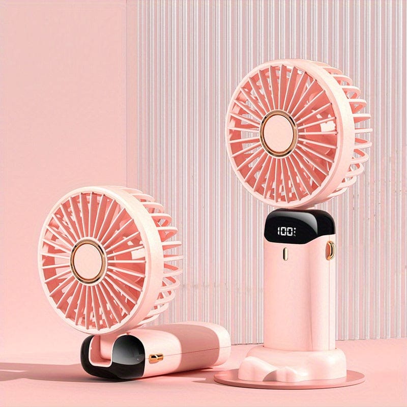 Planet Gates Portable Handheld Mini Fan USB Rechargeable with LED Display 5 Speeds 90° Foldable Battery Operated for Office Bedroom Outdoor Travel Camping Back to School Supplies
