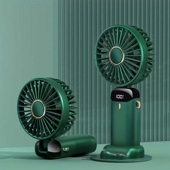 Portable Handheld Mini Fan USB Rechargeable with LED Display 5 Speeds 90° Foldable Battery Operated for Office Bedroom Outdoor Travel Camping Back to School Supplies | Kalsten