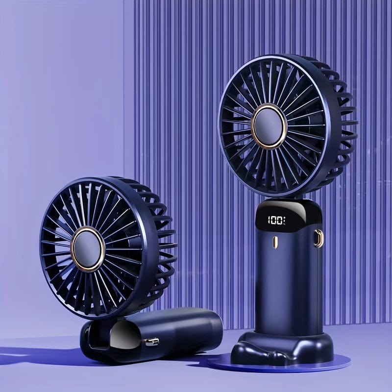 Portable Handheld Mini Fan USB Rechargeable with LED Display 5 Speeds 90° Foldable Battery Operated for Office Bedroom Outdoor Travel Camping Back to School Supplies | Kalsten