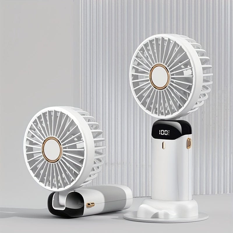 Portable Handheld Mini Fan USB Rechargeable with LED Display 5 Speeds 90° Foldable Battery Operated for Office Bedroom Outdoor Travel Camping Back to School Supplies | Kalsten