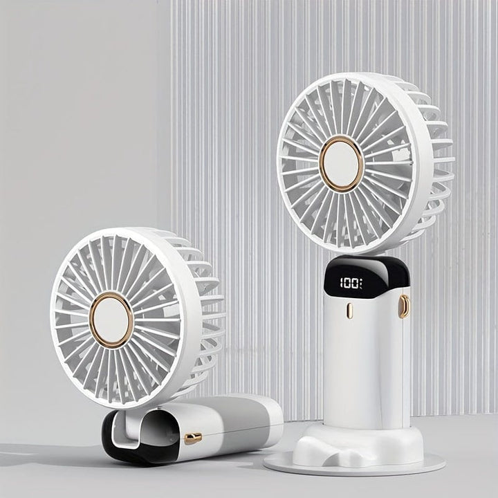 Portable Handheld Mini Fan USB Rechargeable with LED Display 5 Speeds 90° Foldable Battery Operated for Office Bedroom Outdoor Travel Camping Back to School Supplies | Kalsten