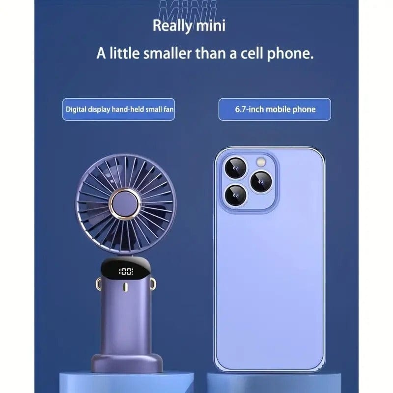 Portable Mini USB Fan LED Digital Display 5 Speeds 21hrs Battery Life Quiet Operation Ideal for Summer Travel and Household Use | Kalsten
